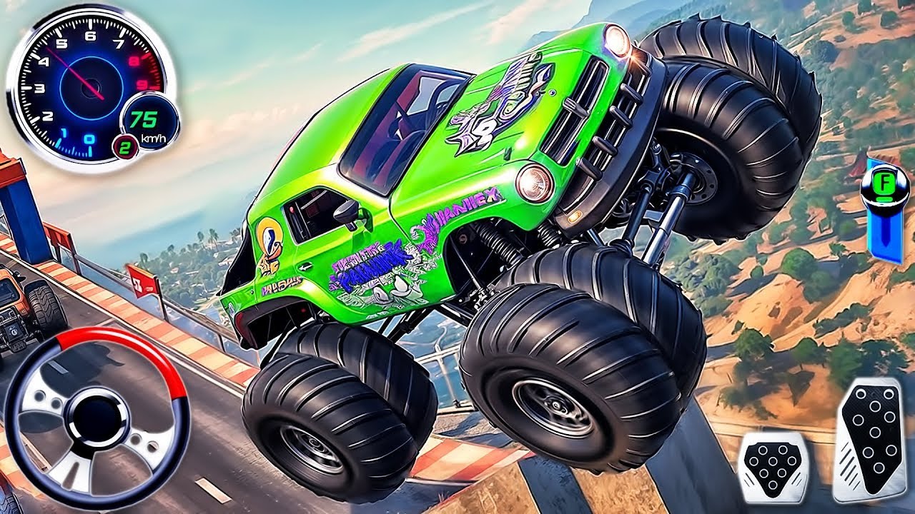 Car Racing Monster Truck Mega Ramp 3D - Car Stunts Extreme GT Impossible Driver - Android GamePlay#2