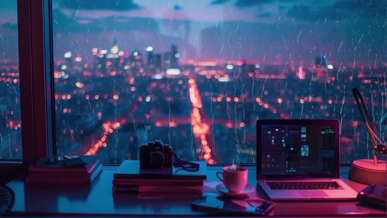 Cozy Workspace by the Window 🌧️ Rain Sounds for Sleep & Deep Focus | 1 Hour