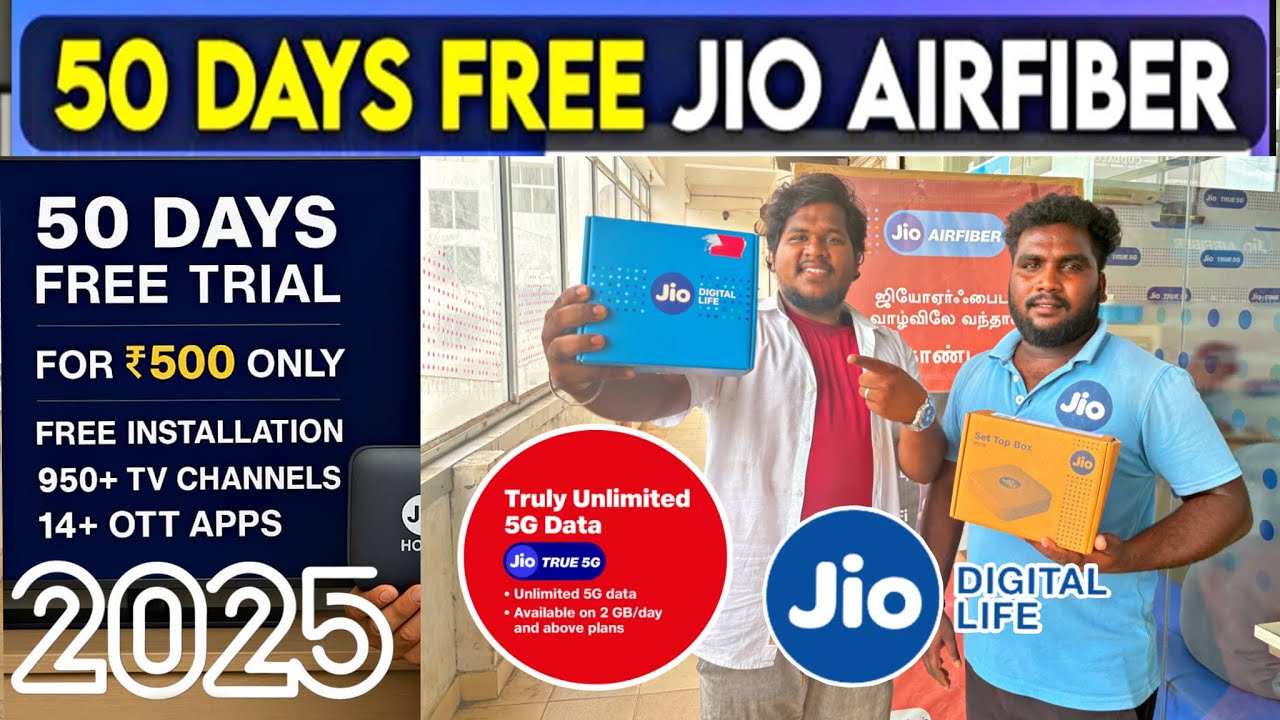 Jio airfiber vs Jio fiber 500 plans Tamil | Jio fiber 50 days free trial plan | Aug & Sep months |