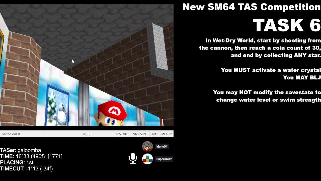 New SM64 TAS Competition - TASK 6 RESULTS STREAM (ft. SuperM789)