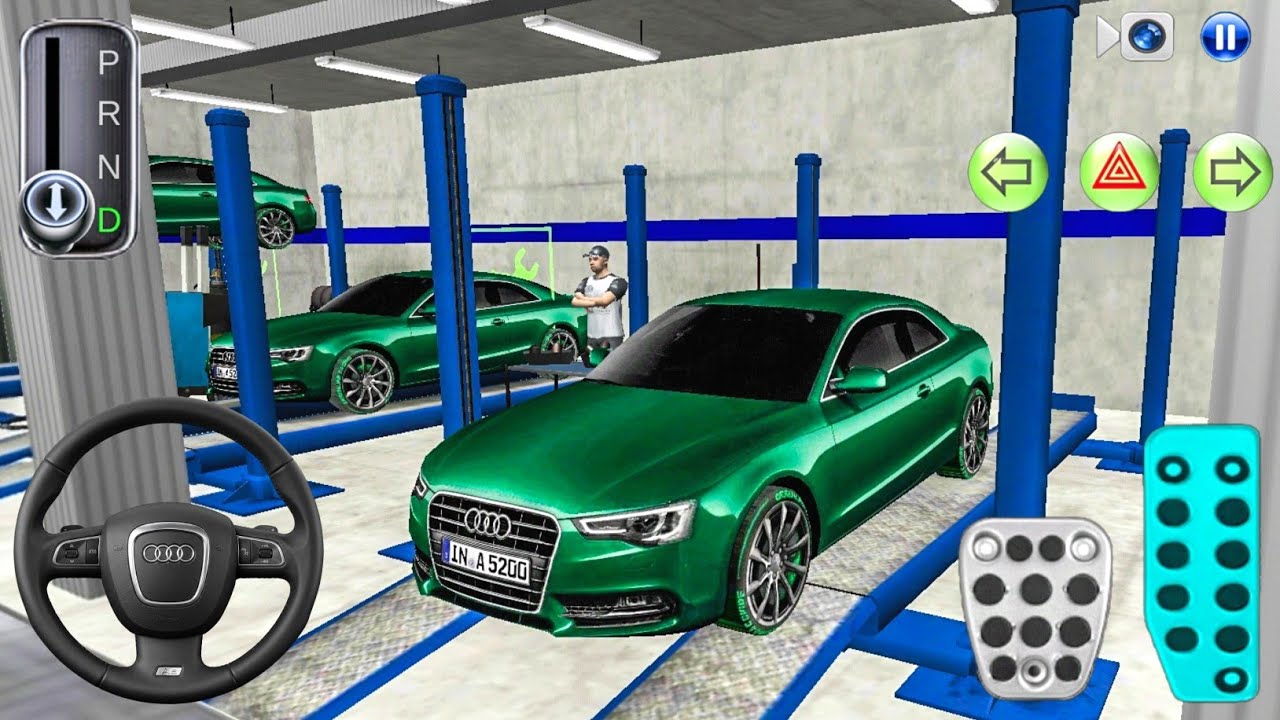 New Green Sedan Car Audi A5 in Auto Repair Shop - 3D Driving Class 2026 3D Car game - Android game
