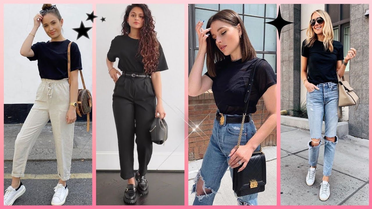 LOOKS BÁSICOS CON CAMISETA NEGRA ♥ / OUTFITS de moda mujer 2023