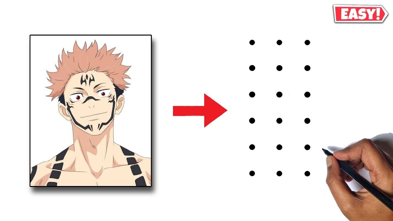 Sukuna Drawing | How To Draw Sukuna From Dots | Sukuna Anime Drawing from Jujutsu Kaisen