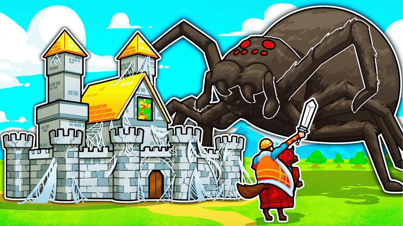 Defending my castle from GIANT SPIDERS in Thronefall!