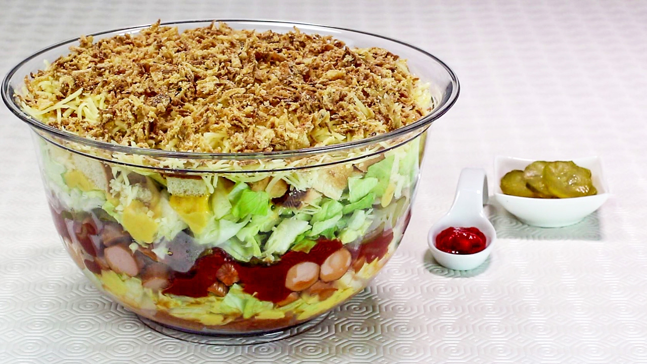 HOT DOG SALAT | Rezept für Party und Brunch