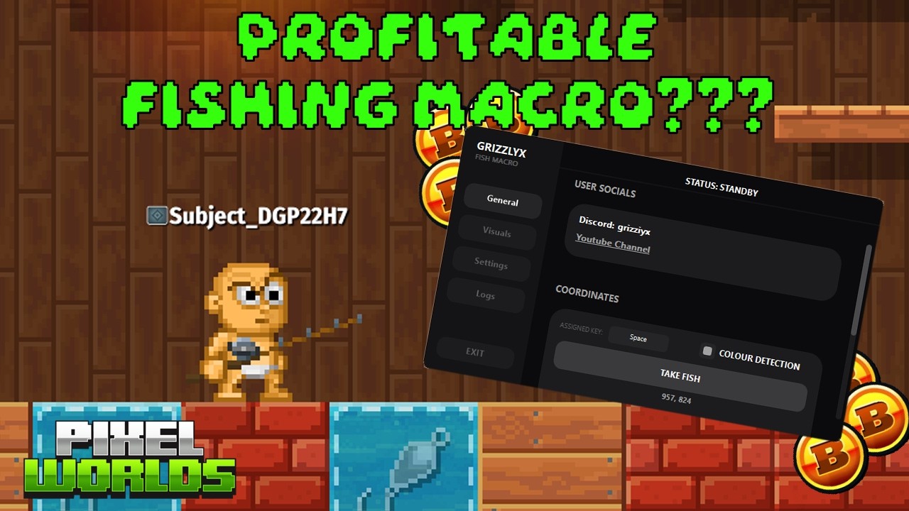 PIXEL WORLD EASY FISHING MACRO!? || GrizzIyX