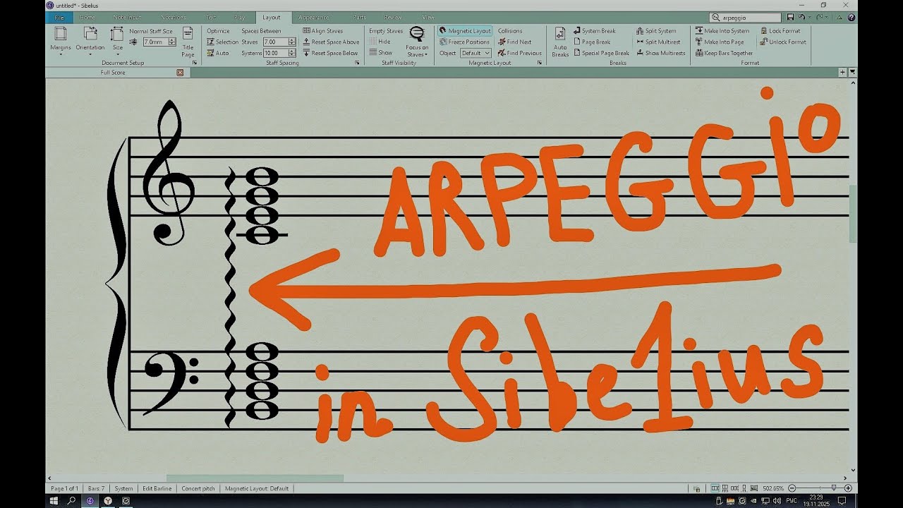 [ SIBELIUS ] Добавление линии арпеджио / Arpeggio