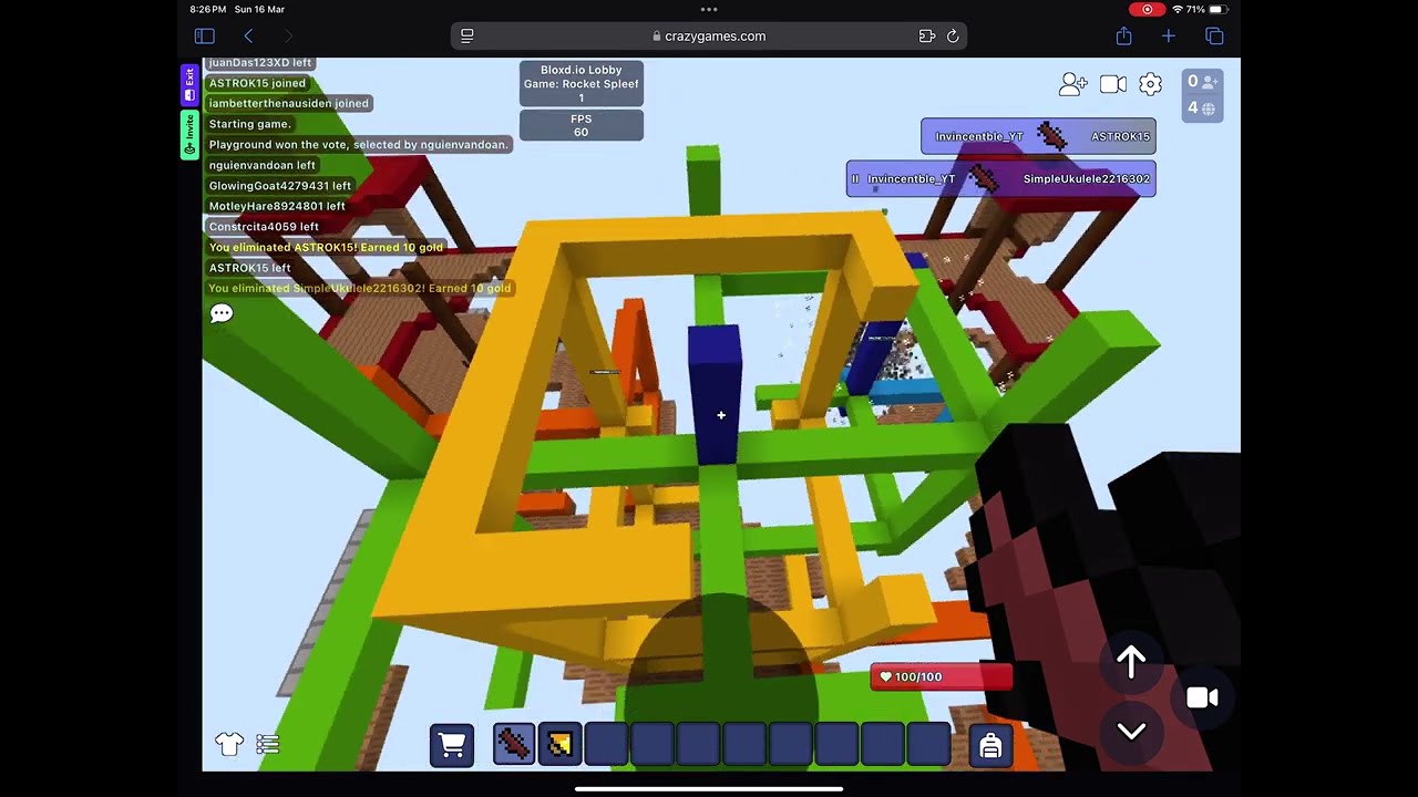 Bloxd io Rocket Spleef Gameplay