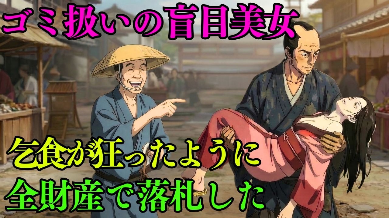 市場で“ゴミ”と呼ばれた盲目美女… 乞食が狂ったように全財産で落札した結果、正体に全員が凍りついた | 昔話 | 時代劇 | 江戸時代