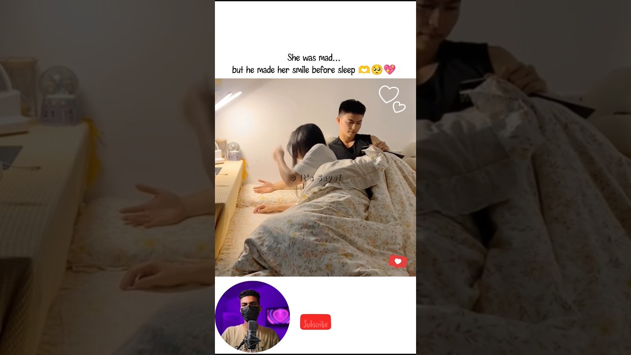 She was mad&hellip; but he made her smile before sleep 😴💕 | It's Sayef #korean #love #KCouple #kiss