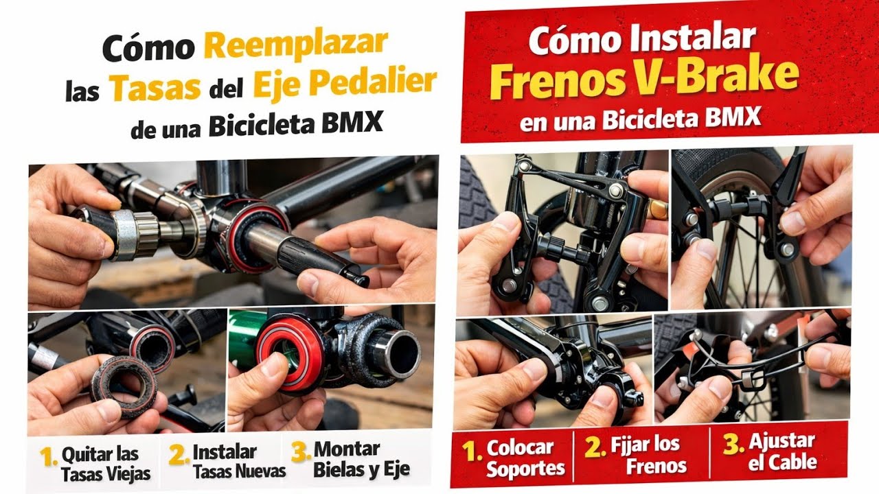 Cómo reemplazar las tazas del eje pedalier y los frenos v-brake en una bicicleta BMX?