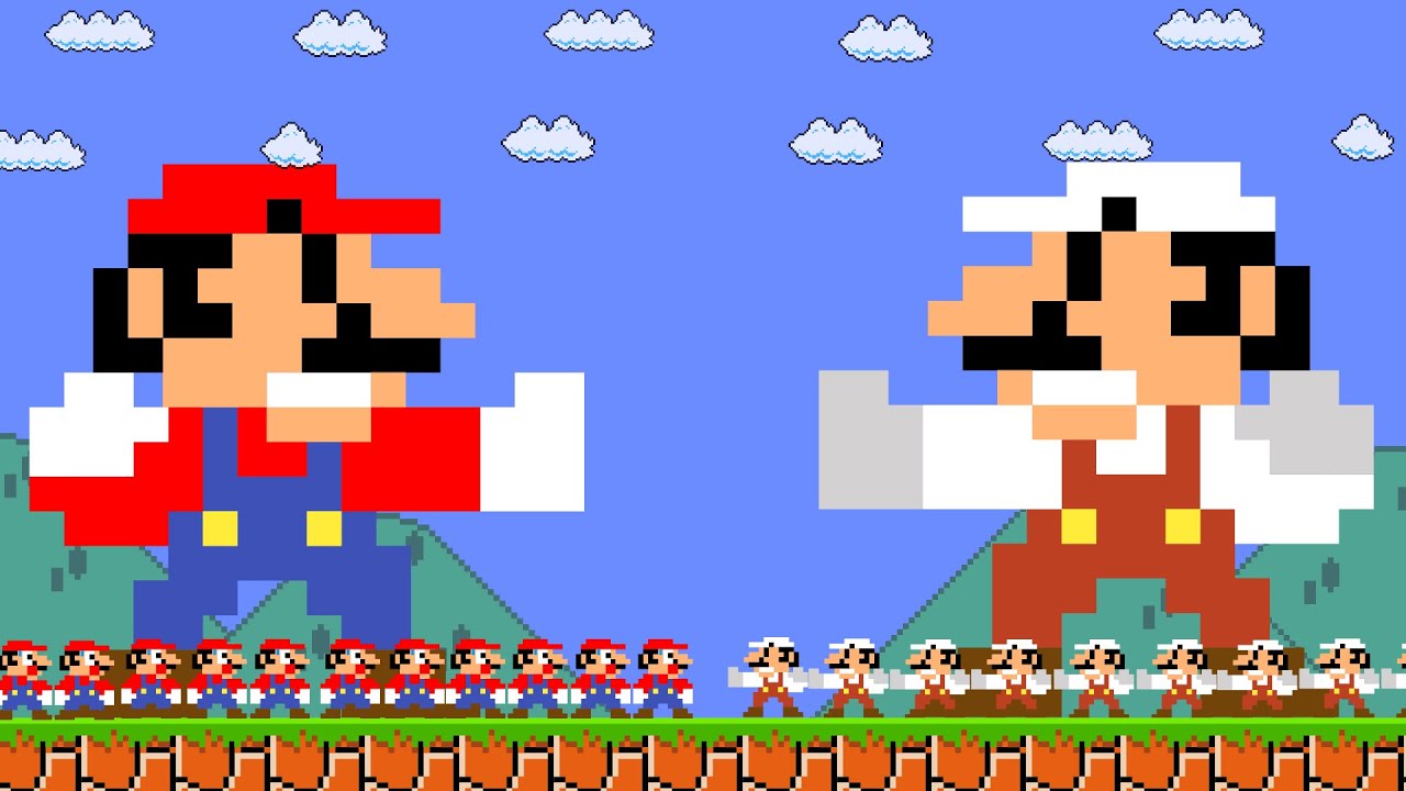 Super Mario Bros., but Mario vs Mario Fire