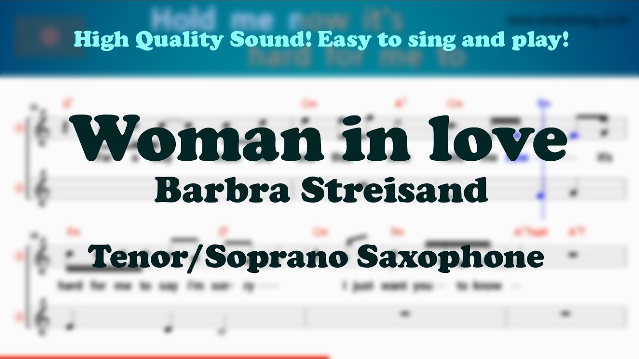 Woman in love - Barbra Streisand (Tenor/Soprano Saxophone Sheet Music Gm Key / Karaoke / Easy Solo)
