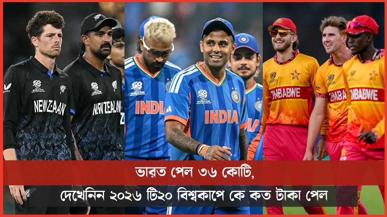 ভারত পেল ৩৬ কোটি, দেখেনিন ২০২৬ টি২০ বিশ্বকাপে কে কত টাকা পেল