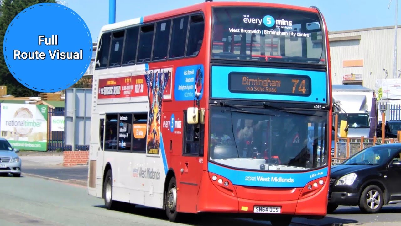 National Express West Midlands 74 Full Route Visual- Dudley to Birmingham via West Bromwich