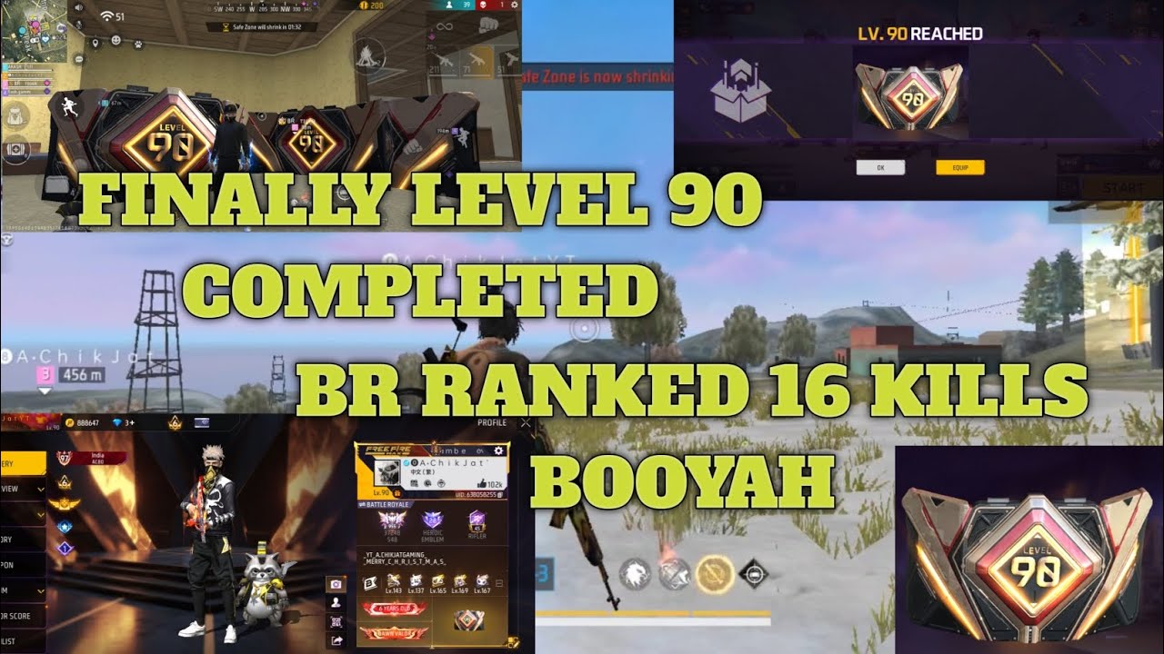 Finnally Level 90 completed || Br ranked full rush gameplay 16 kills booyah 🔥