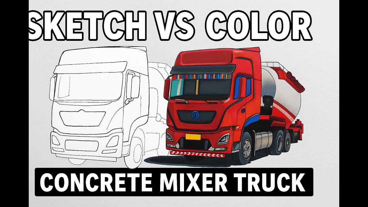 From Sketch to Realistic Cement Truck  Marker Rendering Tutorial