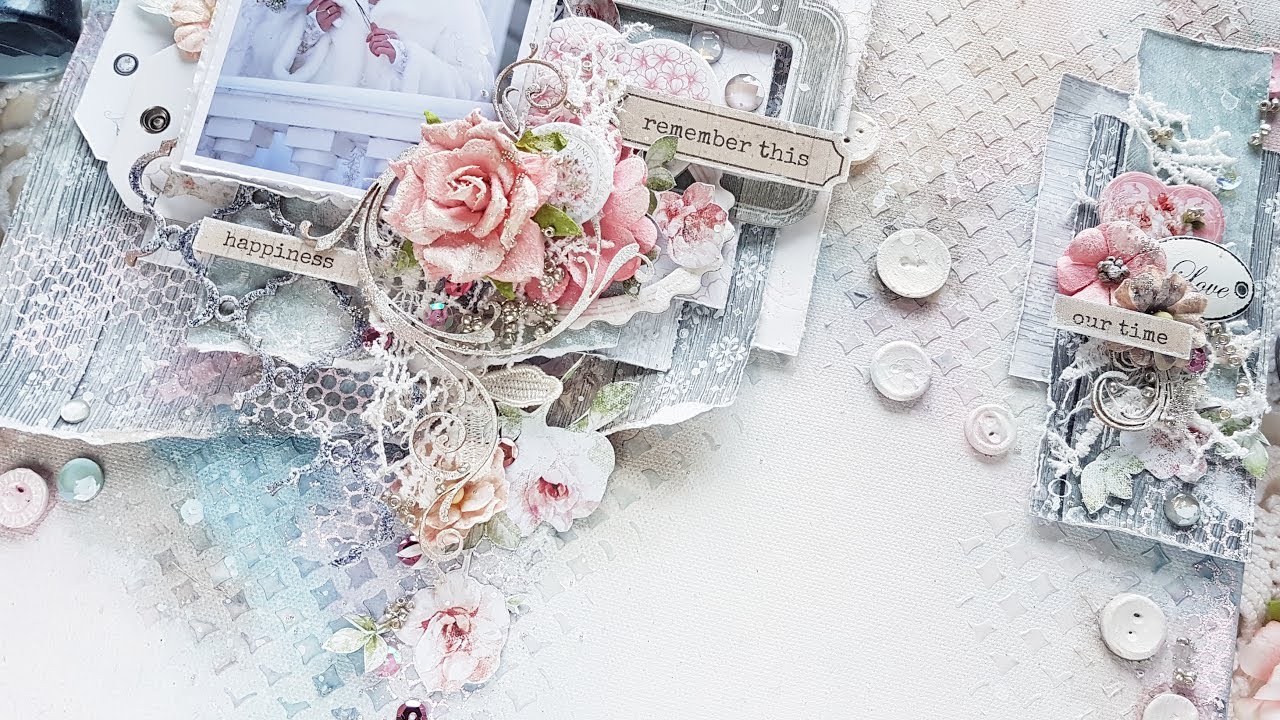 Step-by-step tutorial Wedding Shabby  Mixed-media Canvas