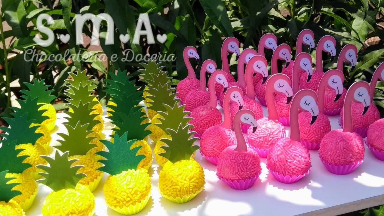 DOCES DE LEITE NINHO personalizados tema flamingo/tropical