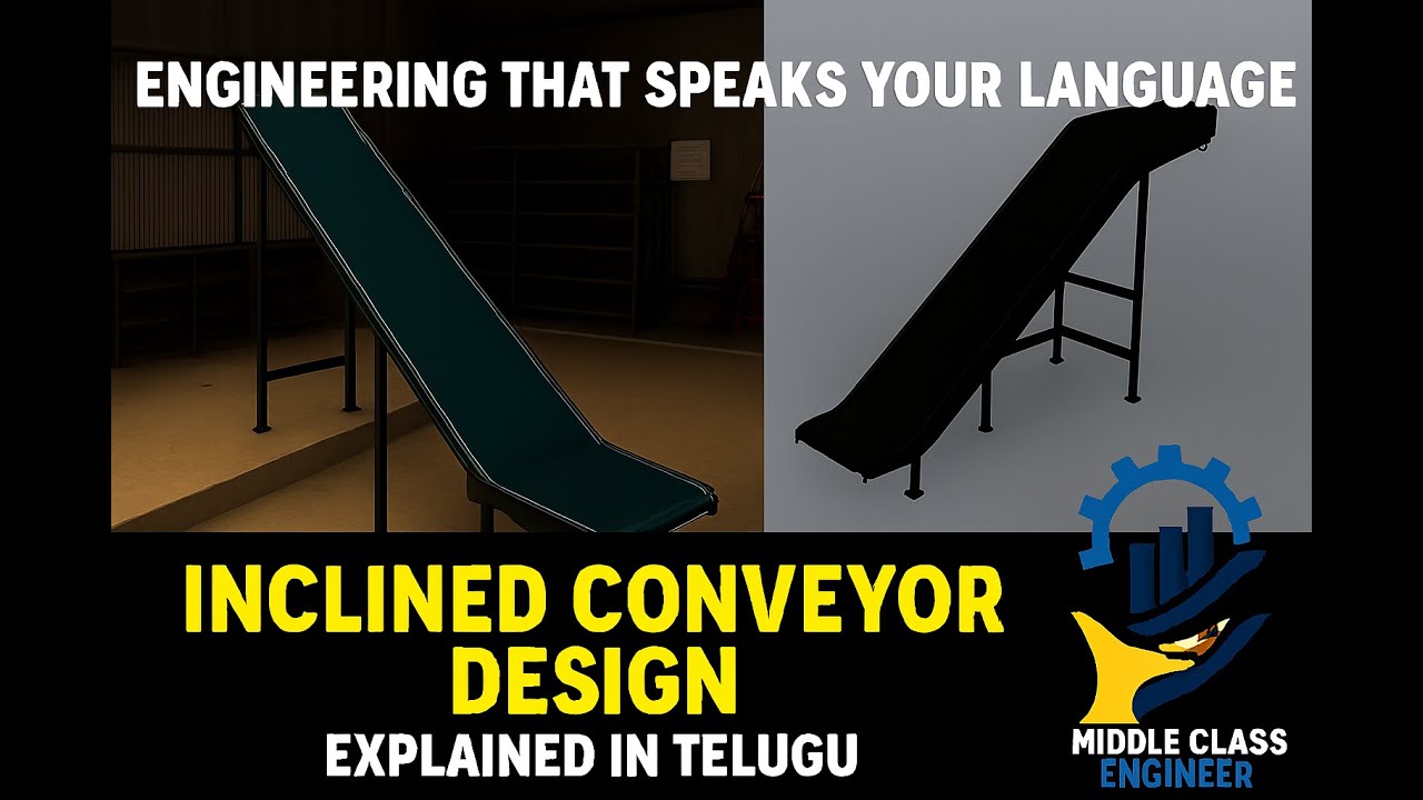 Inclined conveyor, Belt conveyor design using Solid works and Auto cad
