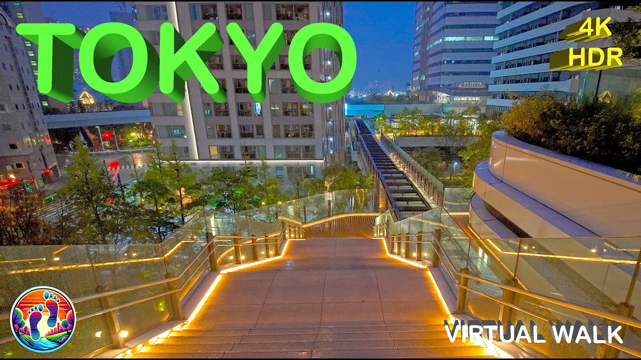 Rainy Night Walk in Takeshiba Tokyo 竹芝 | 東京雨の夜散歩 | Waterfront & City Lights • 4K HDR