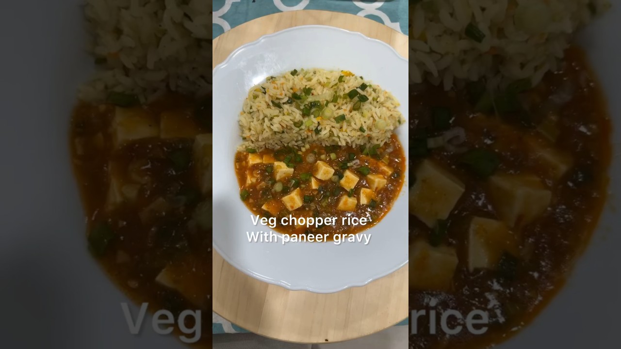 Aaj ka lunch Veg Chinese chopper rice and fried rice with Paneer gravy 