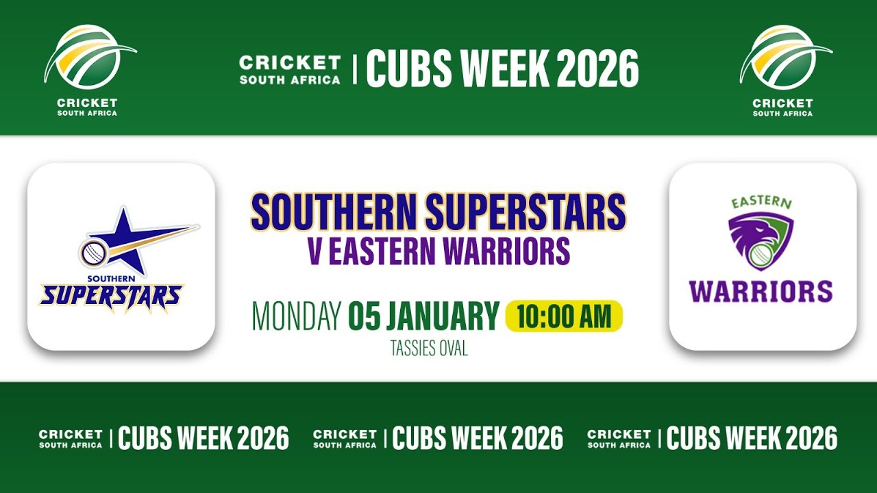 Southern Superstars vs Eastern Warriors - CSA Cubs Week 2026 | Tassies Oval
