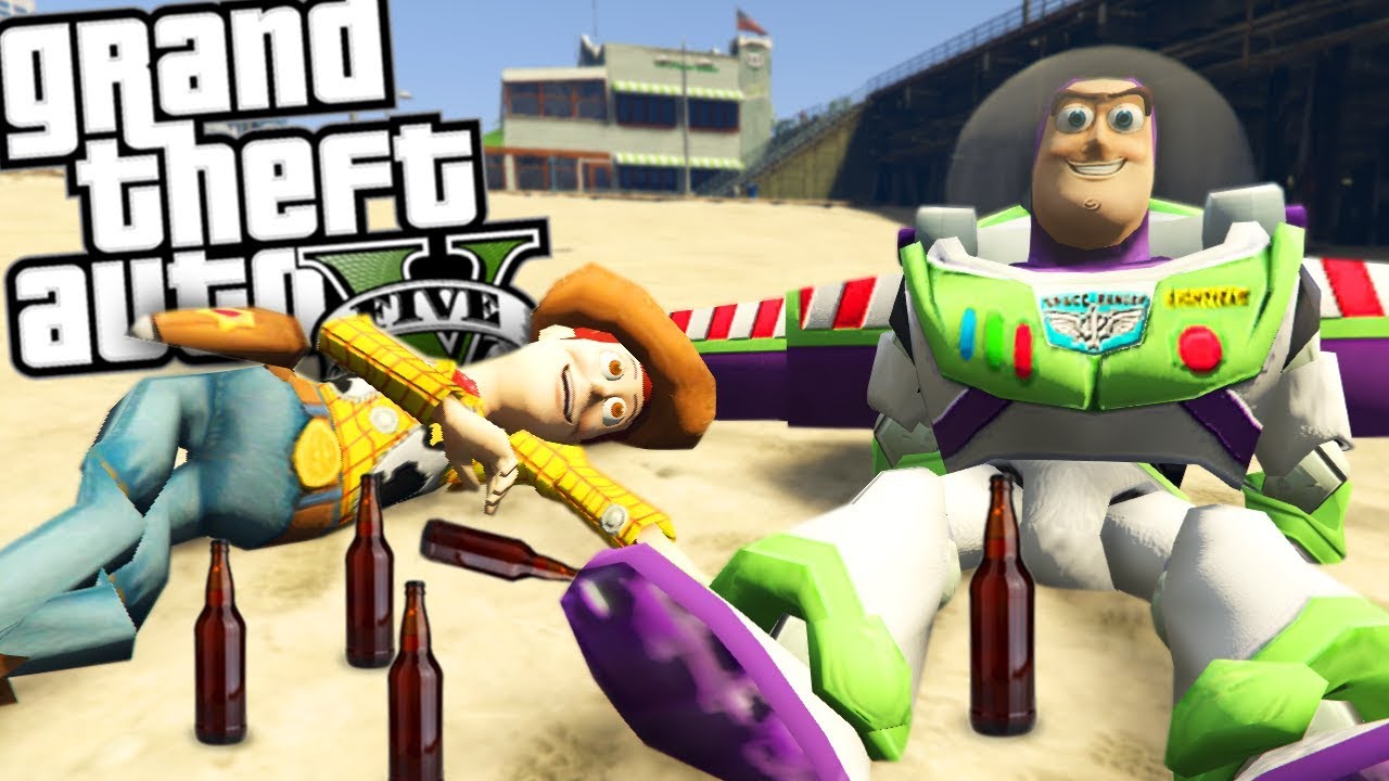 Моды GTA 5 — МОД «ПЬЯНАЯ ИСТОРИЯ ИГРУШЕК» с ВУДИ и БАЗЗОМ (геймплей модов GTA 5)