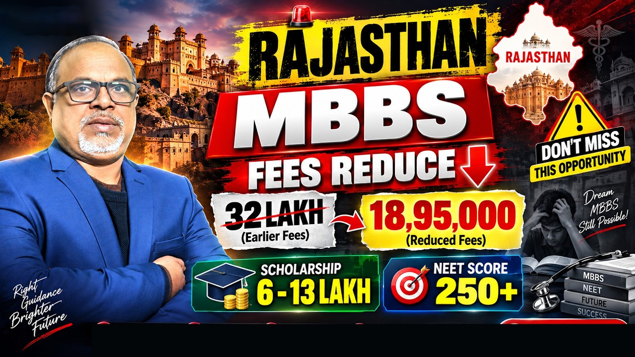 Rajasthan MBBS Fees Hui Kam 😱 Scholarship ₹13 Lakh to ₹6 Lakh | 250+ Score Par College #mbbs #nta