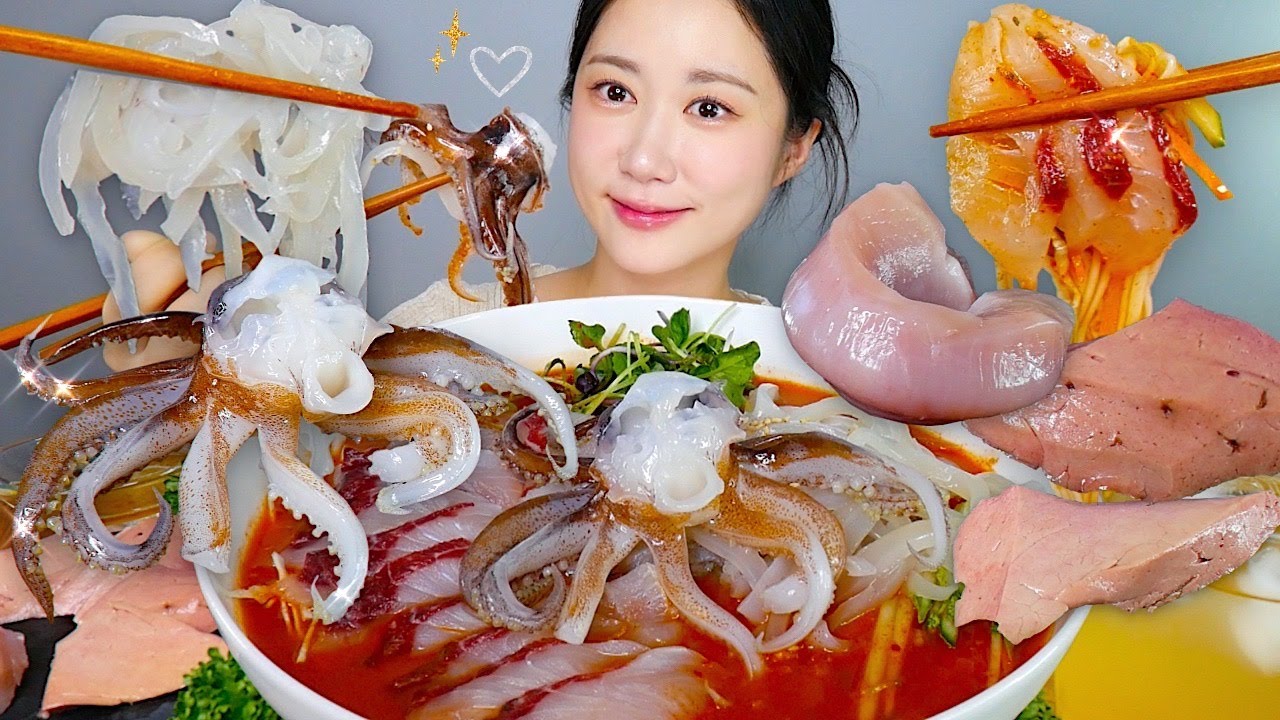 시원한 물회🌊오징어,보리숭어 물회 먹방❤️(ft.민어간,숭어밤) Cold Raw Fish Soup 水刺身 | eating show | mukbang asmr