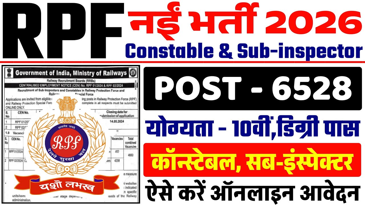 RPF New Vacancy 2026 | RPF Constable/ SI 2026 | RPF SI& Constable New Vacancy 2026 | RPF Bharti 2026