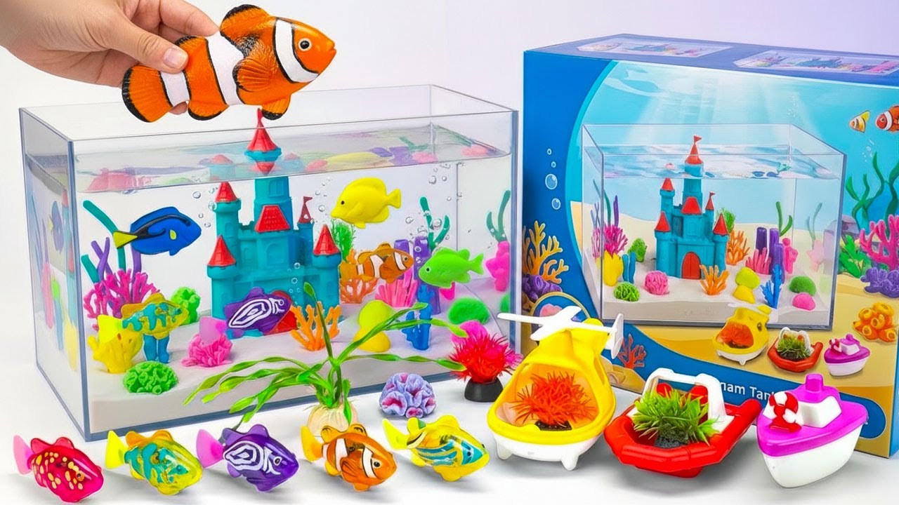 Satisfying Unboxing Robo Alive Junior Fish Tank Aquarium Playset ASMR 🐠 아쿠아리움 장난감 언박싱 🌊
