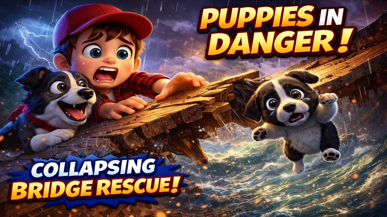 The Lost Puppies Storm 🌩️ | Brave Boy & Hero Dog Save Puppies From Collapsing Bridge! 🐶🔥