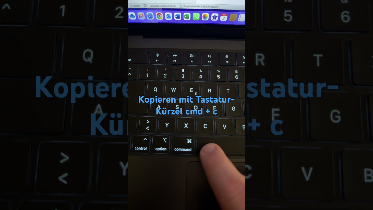 &bdquo;Kopieren&ldquo;-Befehl mit der Apple MacBook-Tastatur ausf&uuml;hren