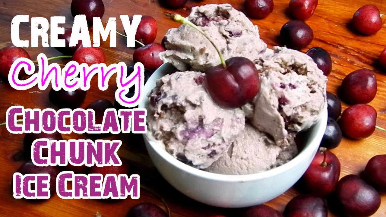 VEGAN ICE CREAM - CHERRY CHOCOLATE CHUNK - No Churn, Dairy Free Ice Cream Recipe