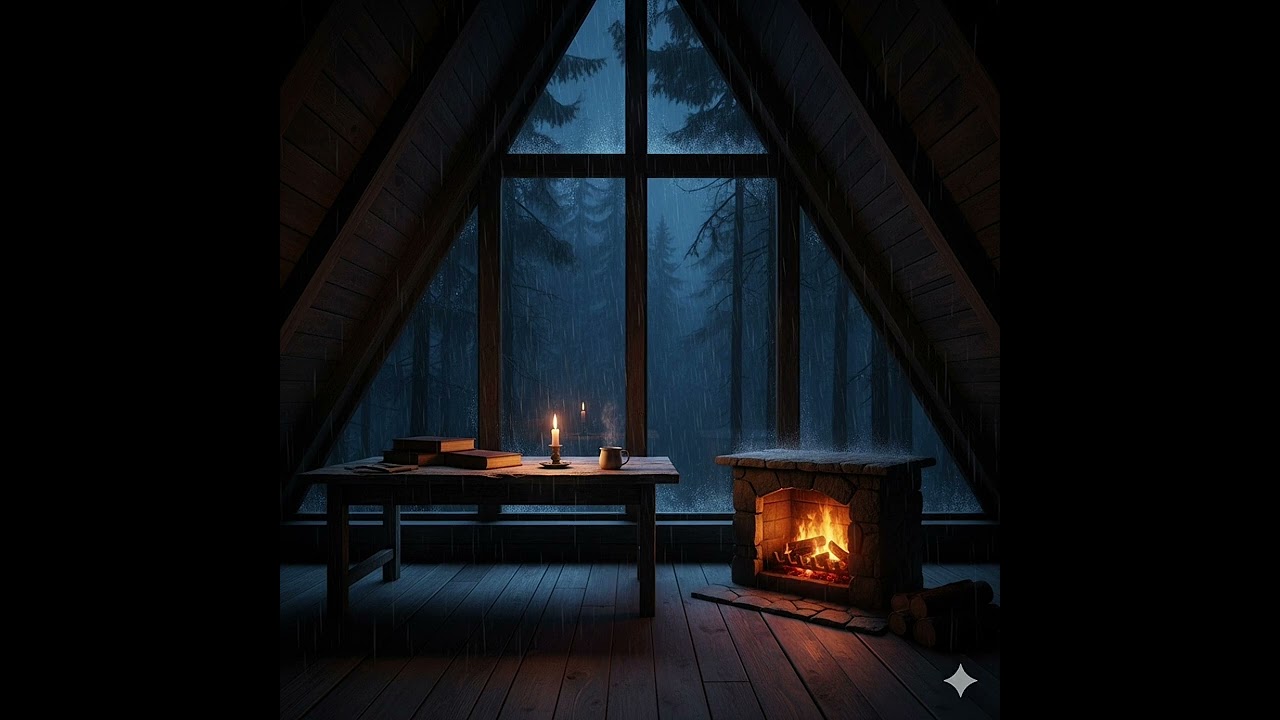 Deep Sleep Music 🌙 | Rain Sounds & Cozy Fireplace for Sleeping | 숲속 밤비 소리와 모닥불 (2 Hours) #deepsleep