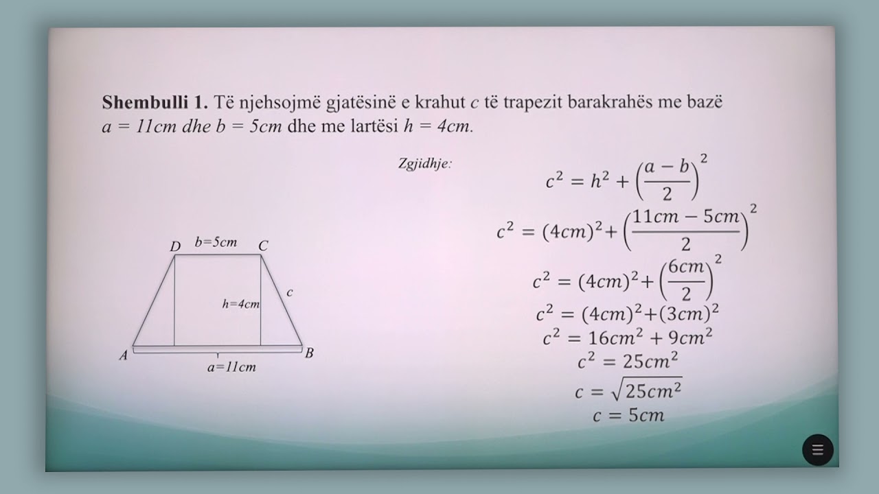 8 02 083 - Java 21 - Matematikë - Zbatimi i Teoremës së Pitagorës në trapez barakrahësh