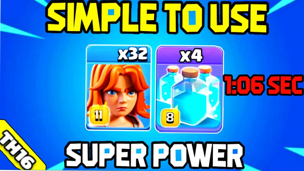 32 Valkyrie + 4 Clone Spell = UNSTOPPABLE!!! TH16 Attack Strategy Clash of clans