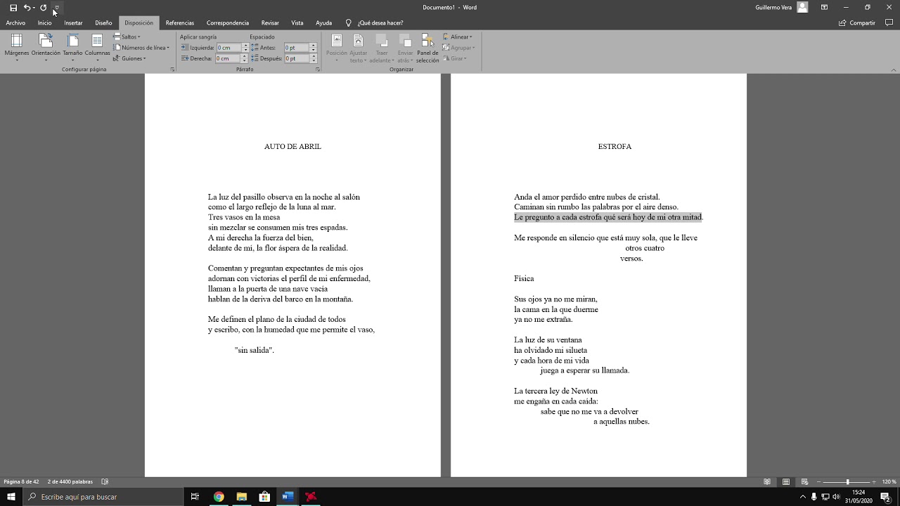 Maquetar con Word un libro de poemas