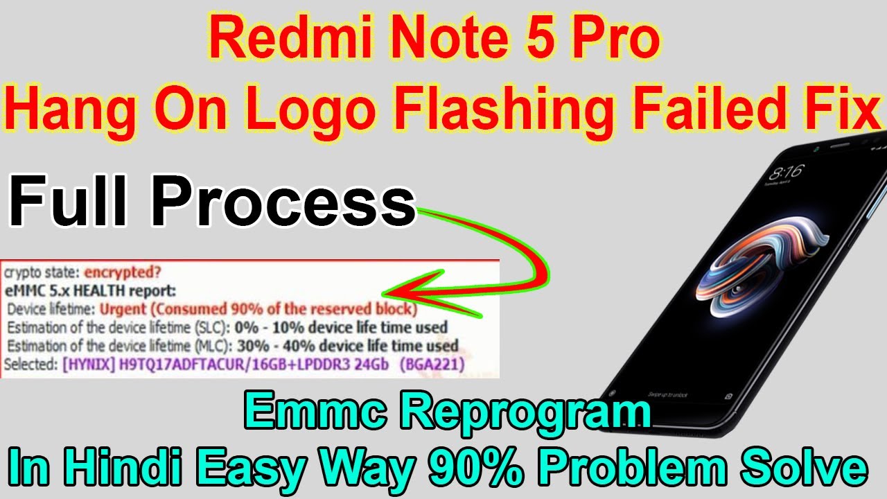 EMMC 90%Consumed Hang On Logo Problem Solve Redmi Note 5 Pro Only Mi Logo Final Solution UFI InHindi