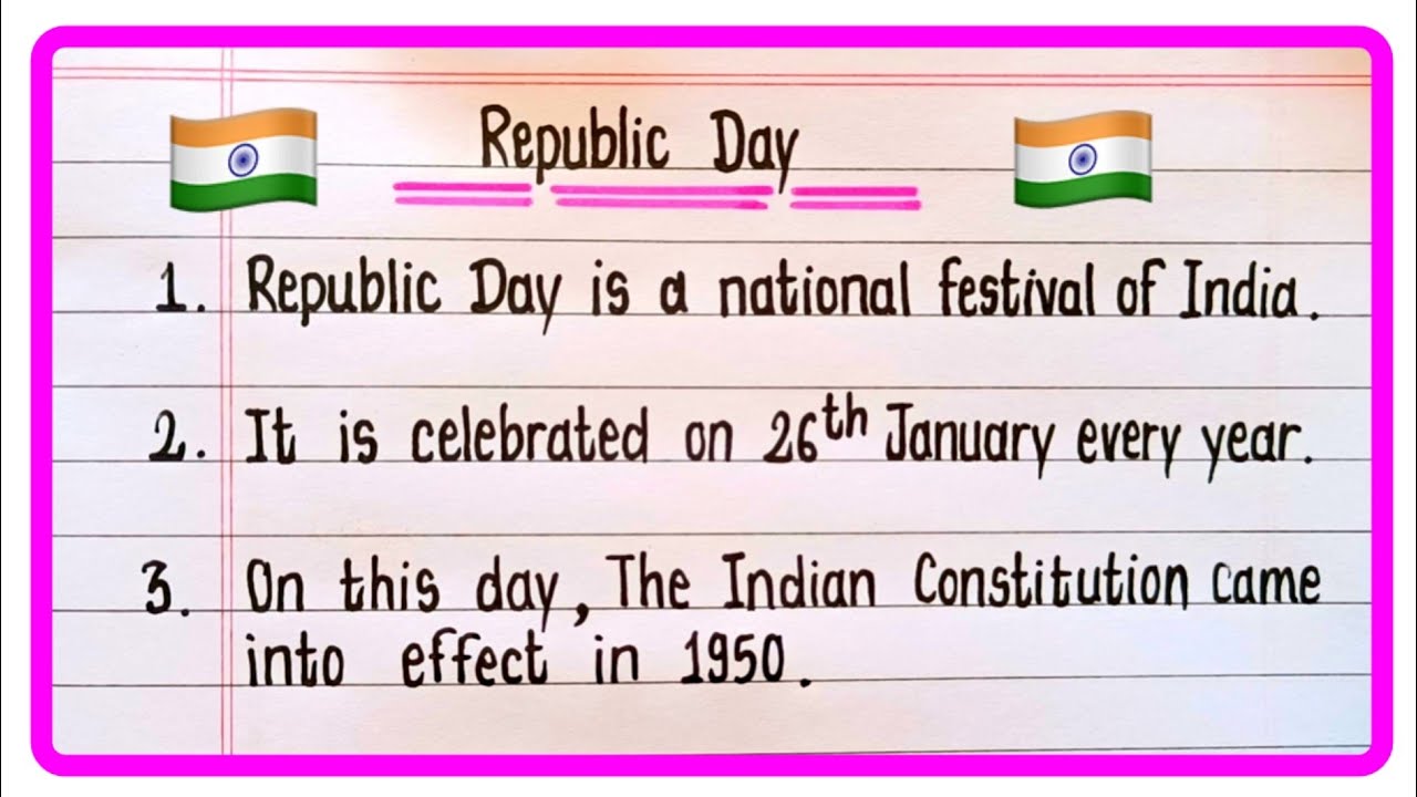 10 Lines On Republic Day In English | Essay On Republic Day 10 Lines | 26 January Essay In English