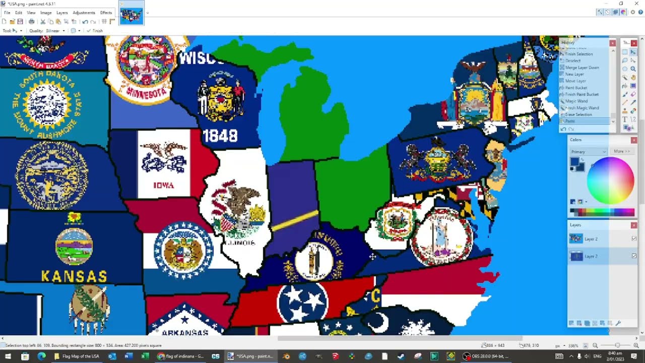 Flag Map of the USA: TIMELAPSE