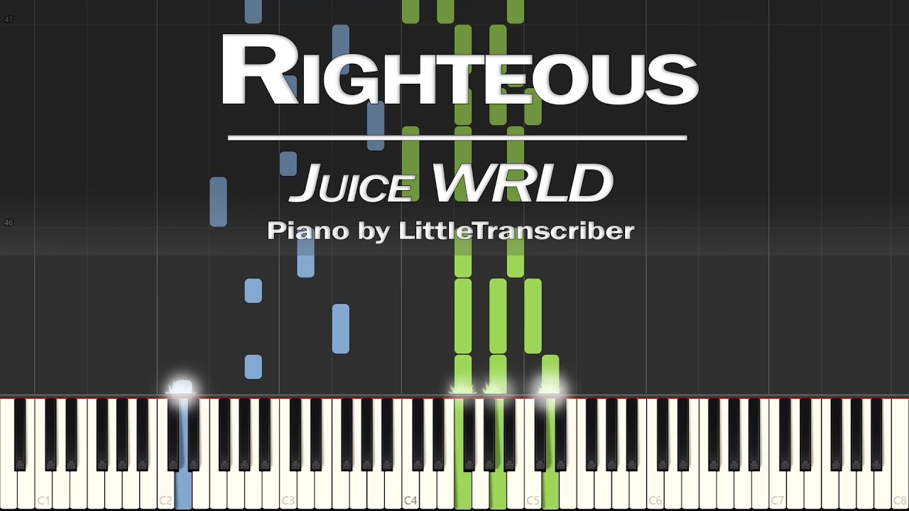 Juice WRLD - Righteous (Piano Cover) Synthesia Tutorial by LittleTranscriber