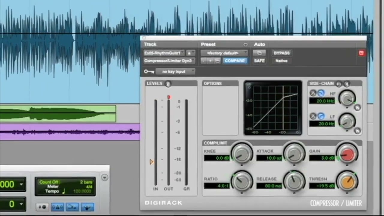 Compression Examples including Guitar, Bass and Toms