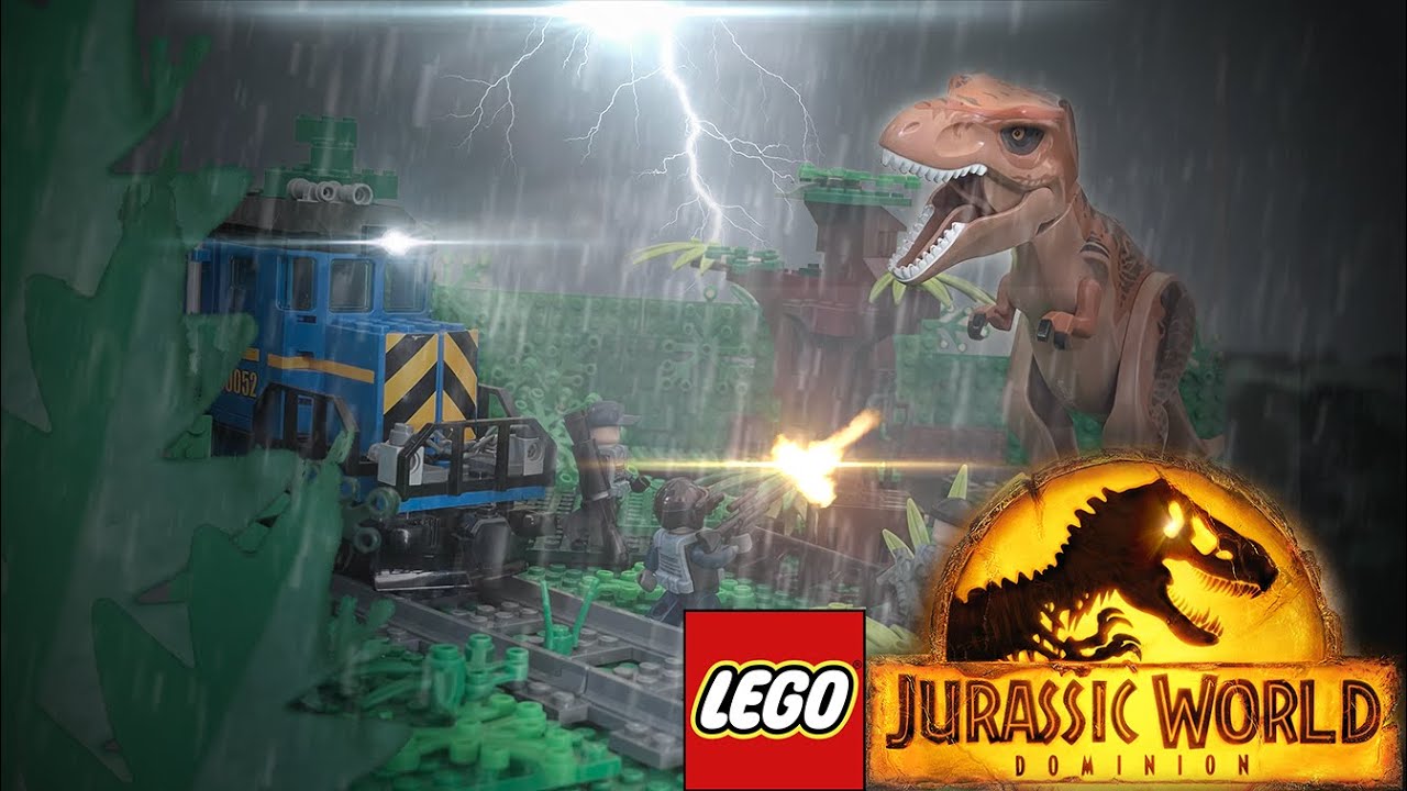 Lego Jurassic world dominion stop motion T rex VS Cargotrain