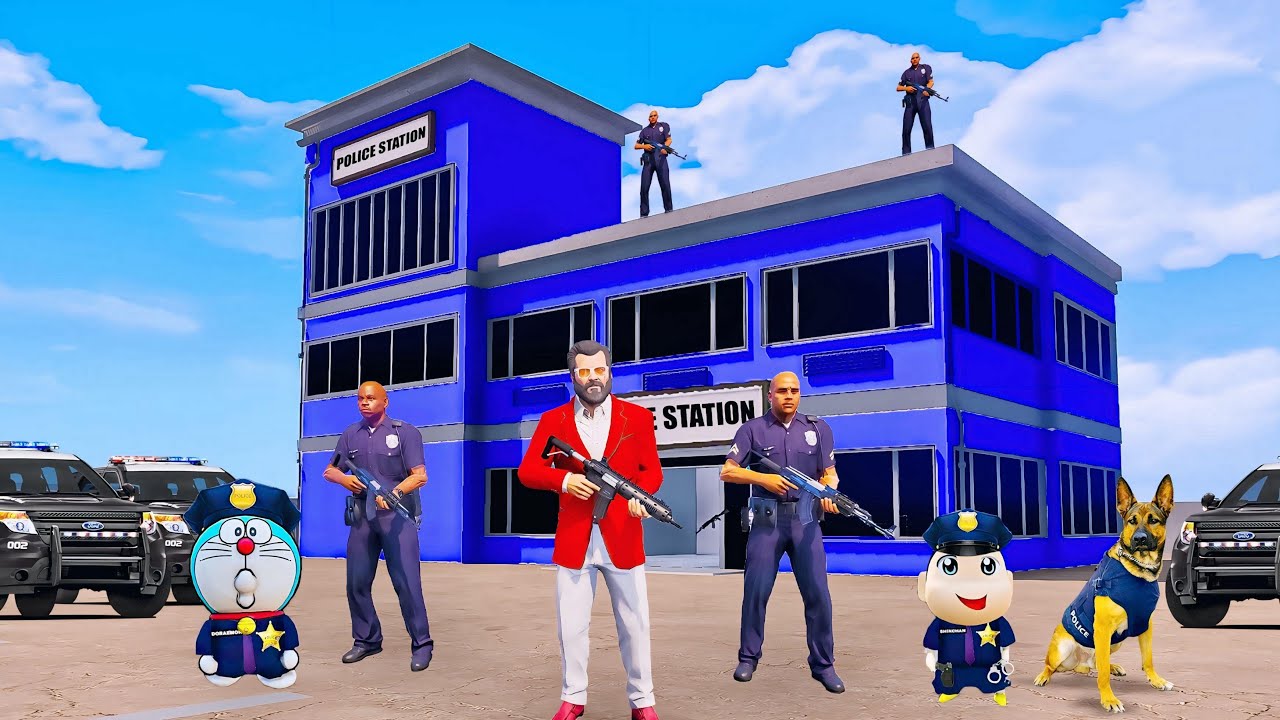 Rampage & Shincha🤣Build POLICE STATION🚔👮‍♂️ In INDIAN BIKE 3d 😱In GTA5 Full Fun #rampageboy #bommalu