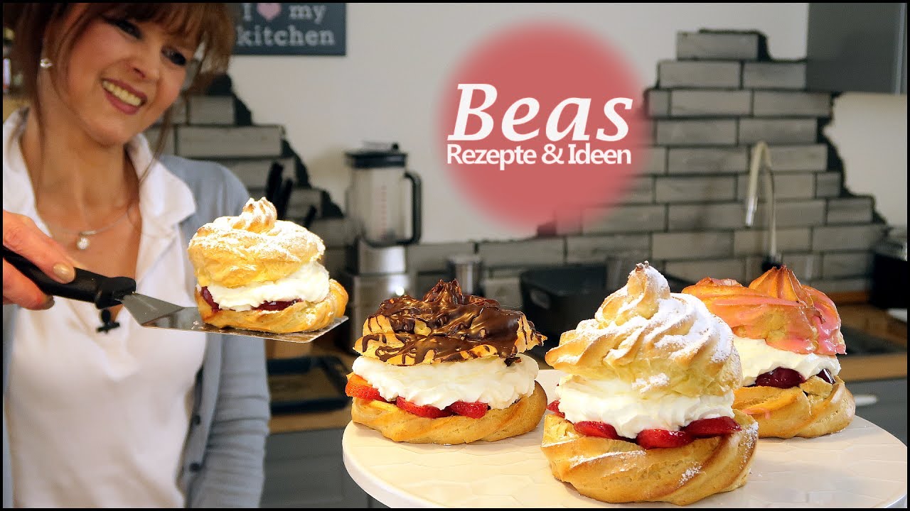 Windbeutel Rezept | Brandteig einfach selber machen | Süß gefüllte große Windbeutel backen