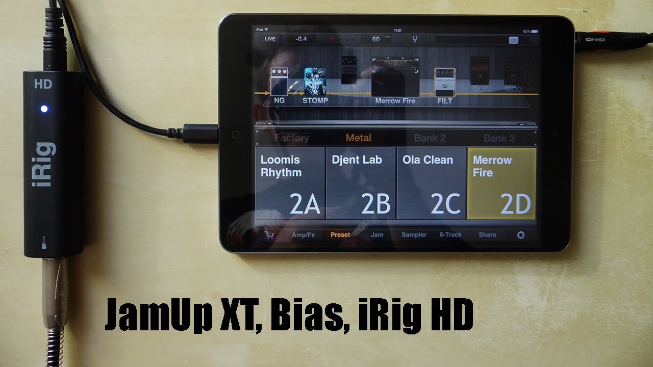 JamUp XT, Bias, iRig HD on iPad mini 2 - Metal