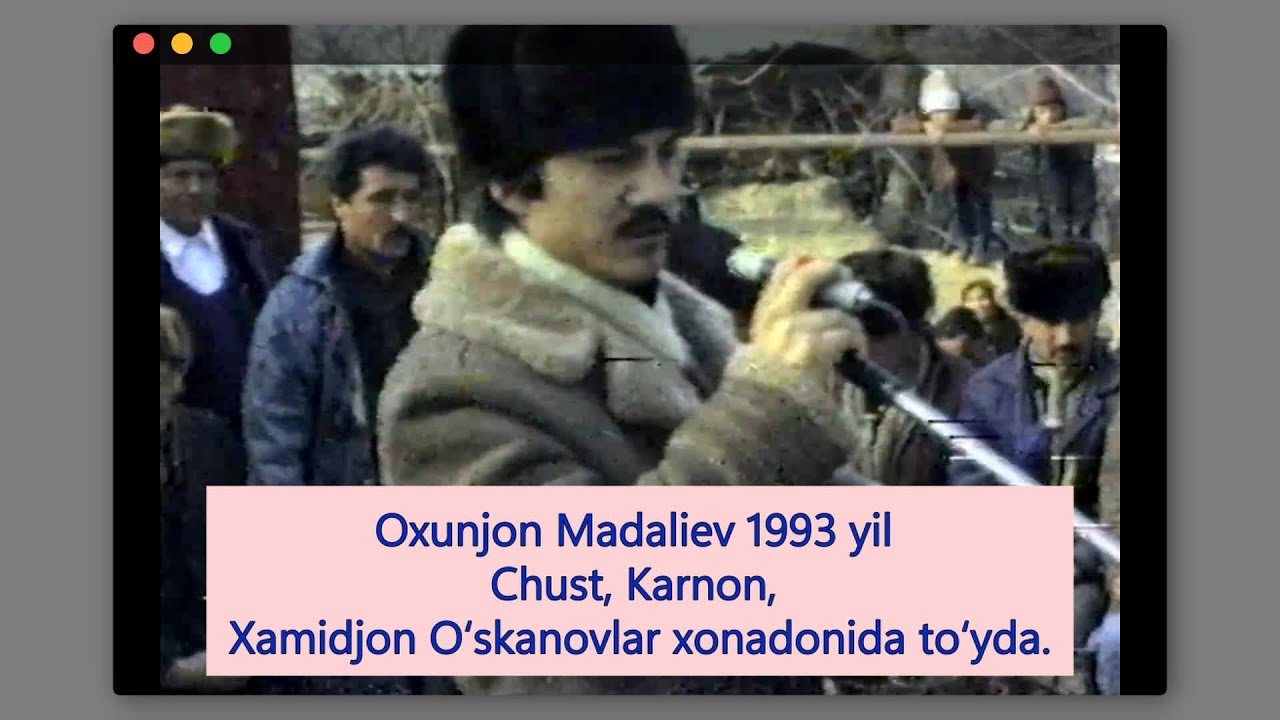 1 qsim Oxunjon Madaliev 1993 yil Chust, Karnon, Xamidjon Oʻskanovlar xonadonida toʻyda.