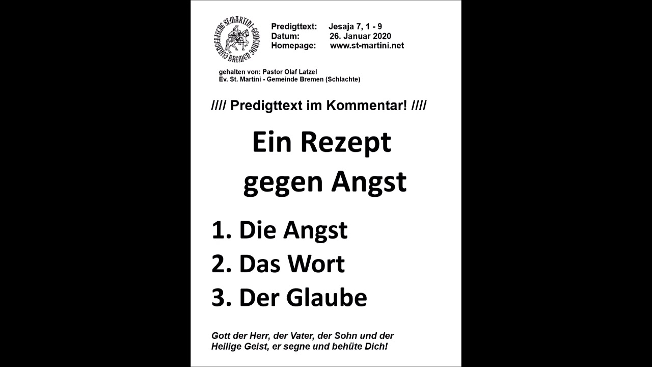 26.01.2020 - Ein Rezept gegen Angst